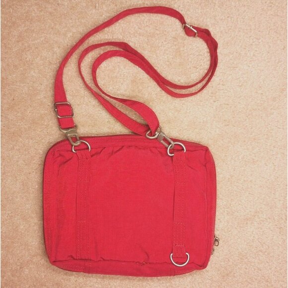 Baggallini Red Nylon Crossbody Travel Bag Purse Adjustable Strap Compartments - Picture 2 of 7
